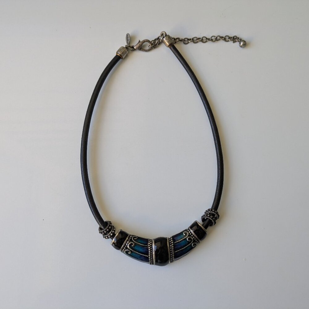 Chico’s Boho Choker Style Slider Pendant Necklace – Adjustable, Statement Piece